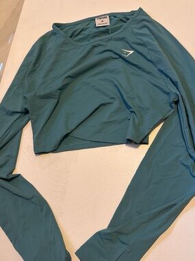 Gymshark Teal Long-Sleeve Crop Swim Coverup